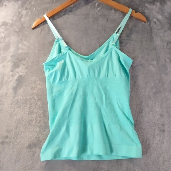 Seamless Womens Cami L AquaBlue AdjustableStraps Stretch TankTop Fitted Layering - Picture 2 of 8